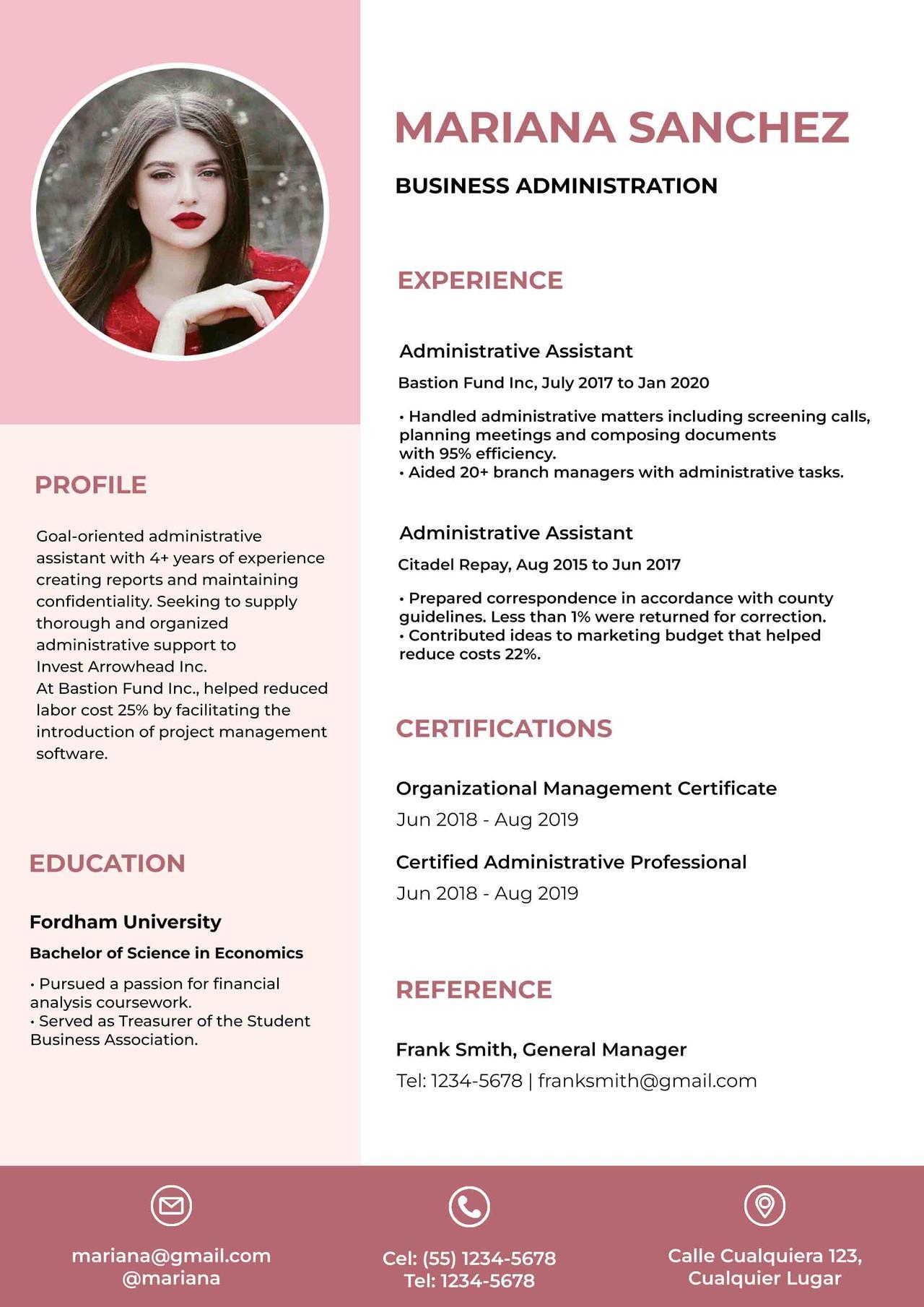 CV4Free - Business Administration Resume