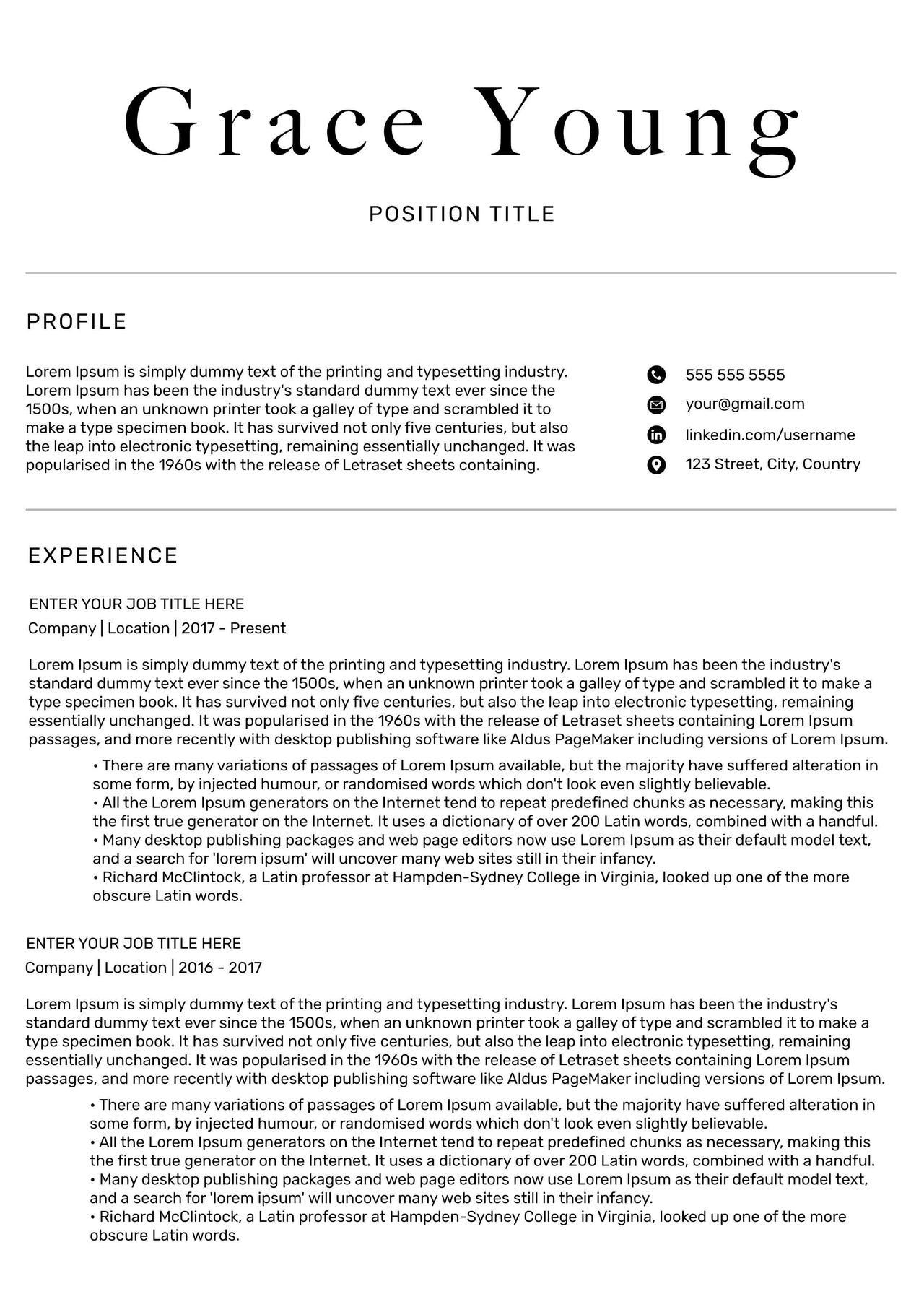 CV4Free - Clean Minimalist Resume Templates