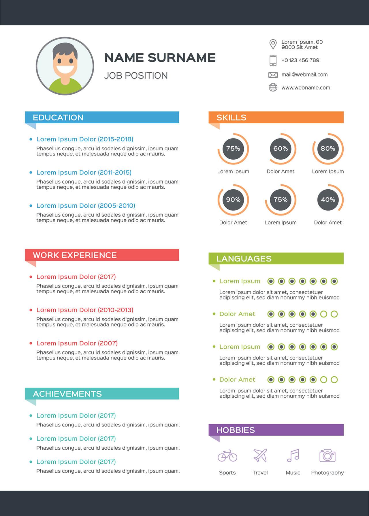 CV4Free - Colorful Resume Template