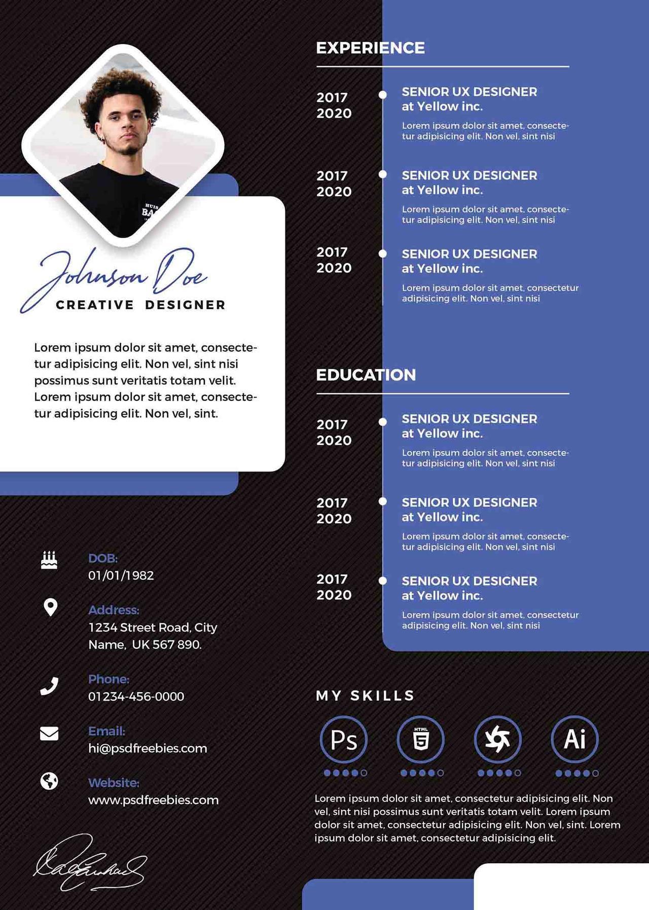 CV4Free - Creative Designer Resume Template
