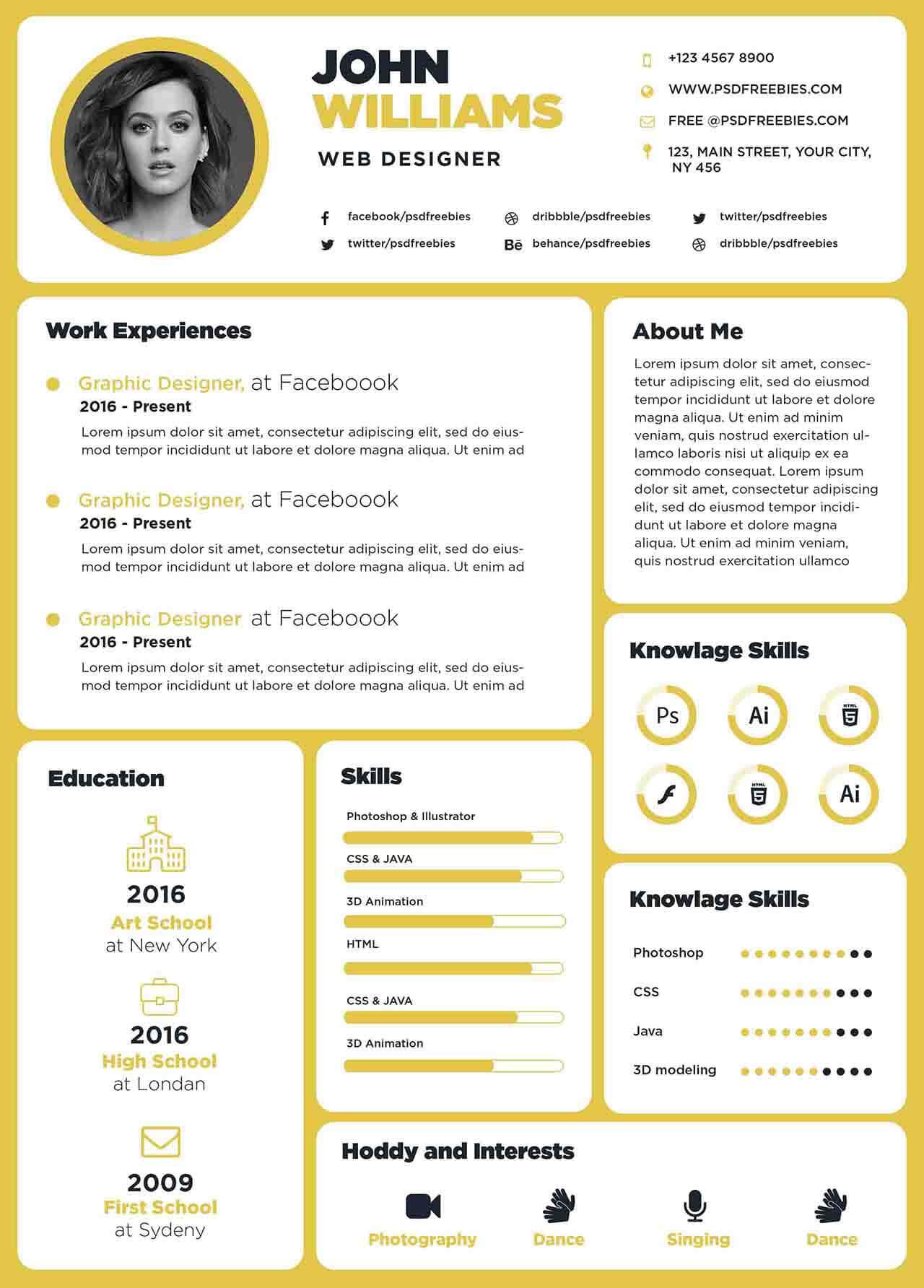 CV4Free - Creative Web Designer Resume Template