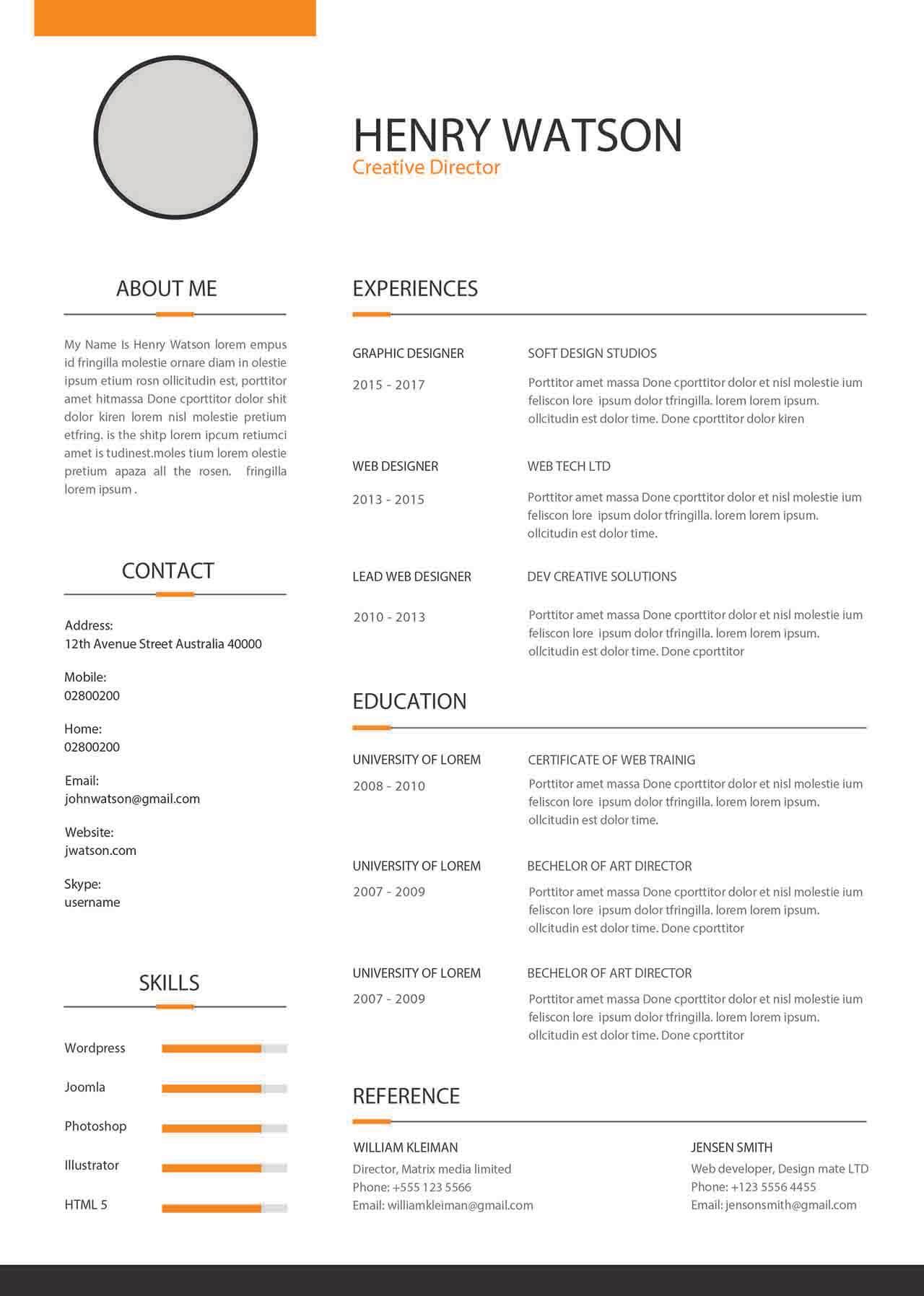 CV4Free - Curriculum Vitae Design Free Download EPS