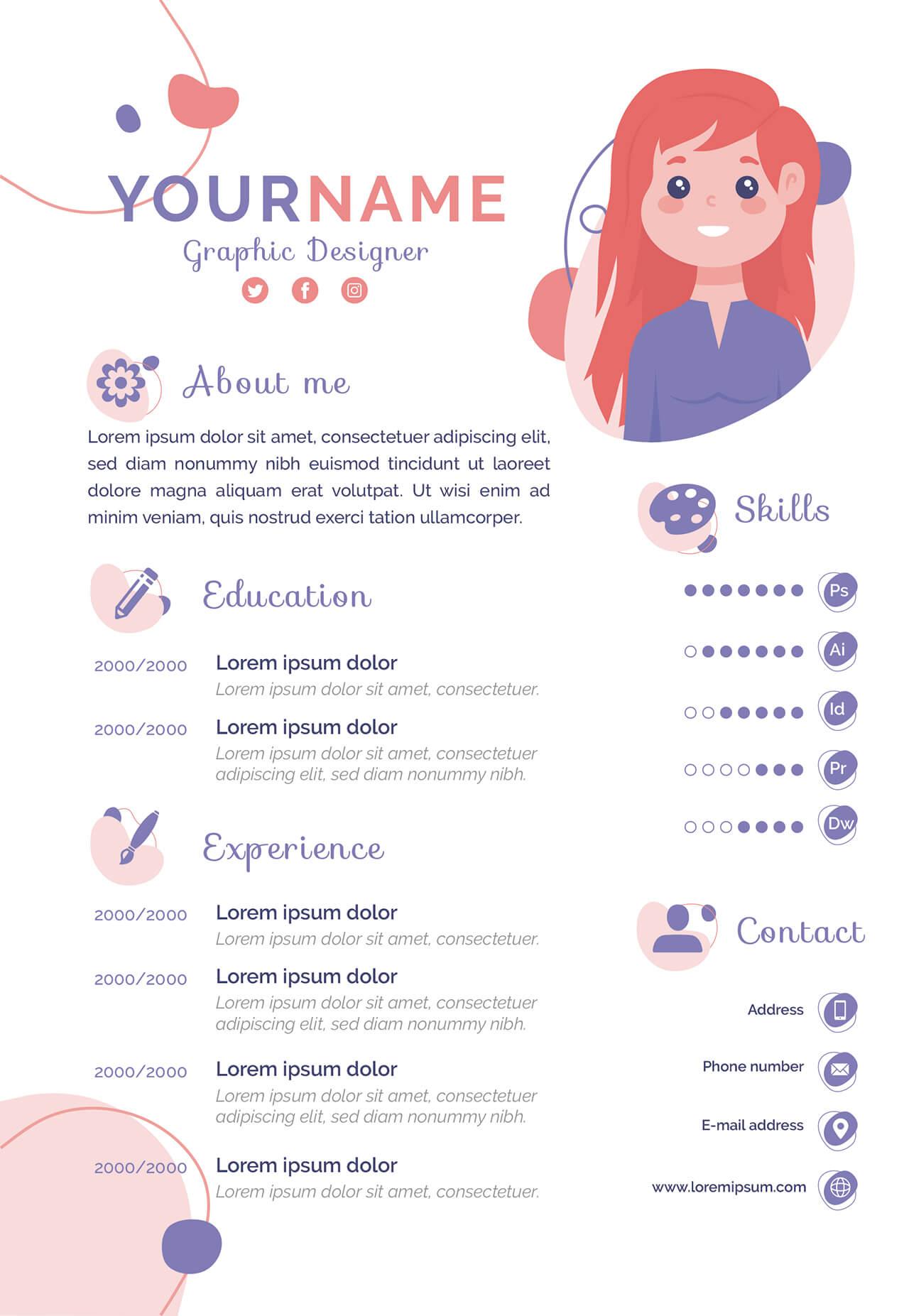 CV4Free - Cute Curriculum Vitae Template