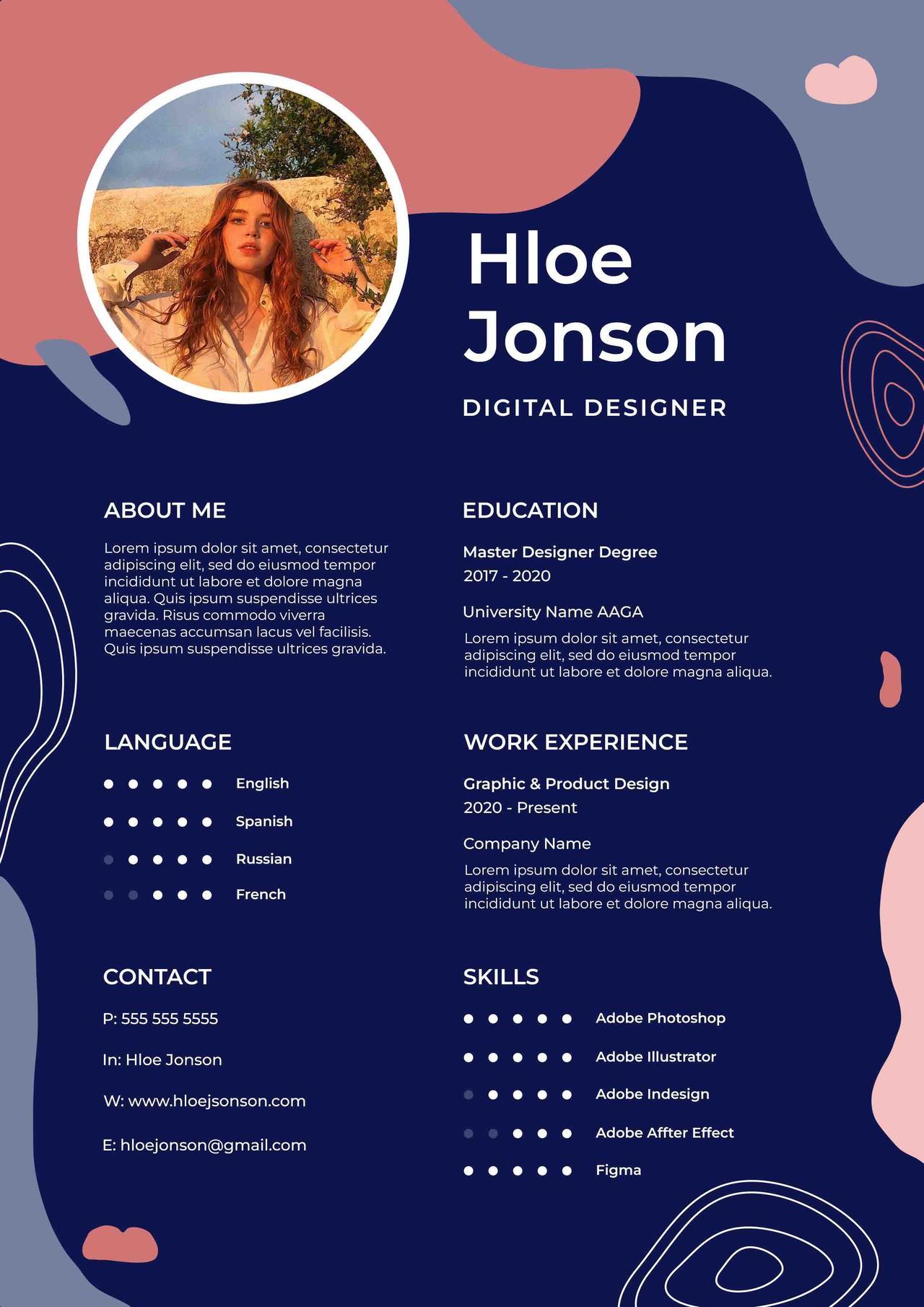 CV4Free - Digital Designer Resume Example