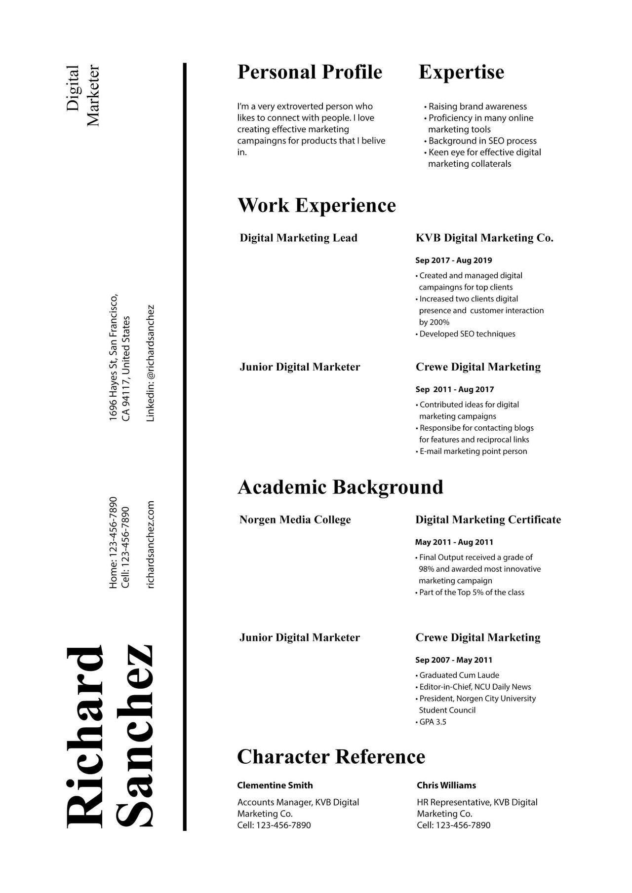 CV4Free - Digital Marketing Resume