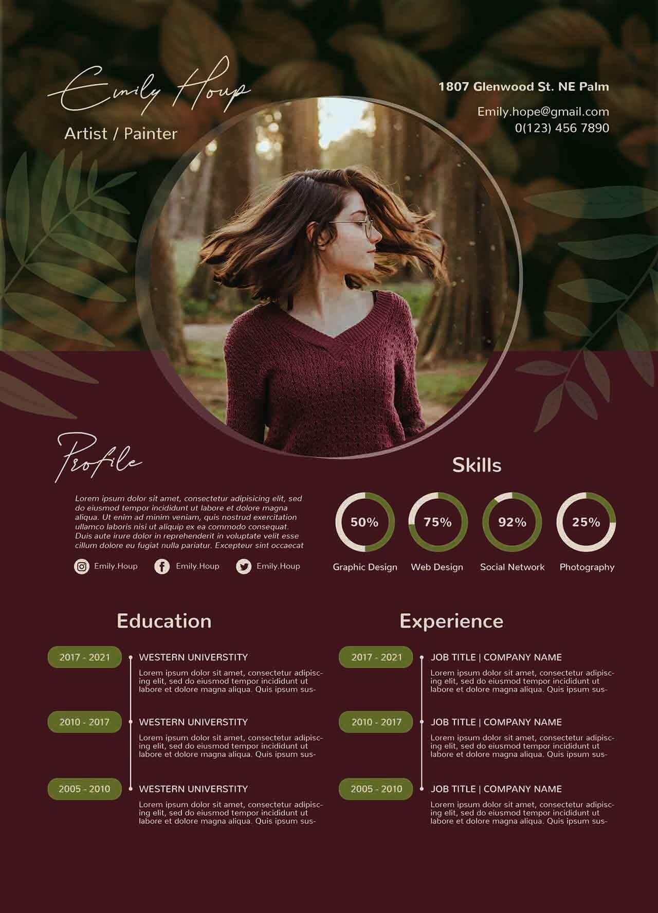 CV4Free - Free Artist Resume Template