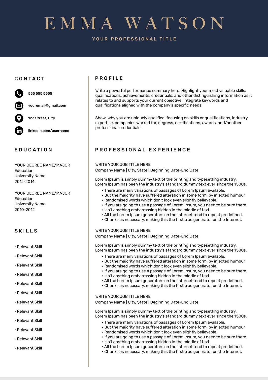 Free Professional Resume Template