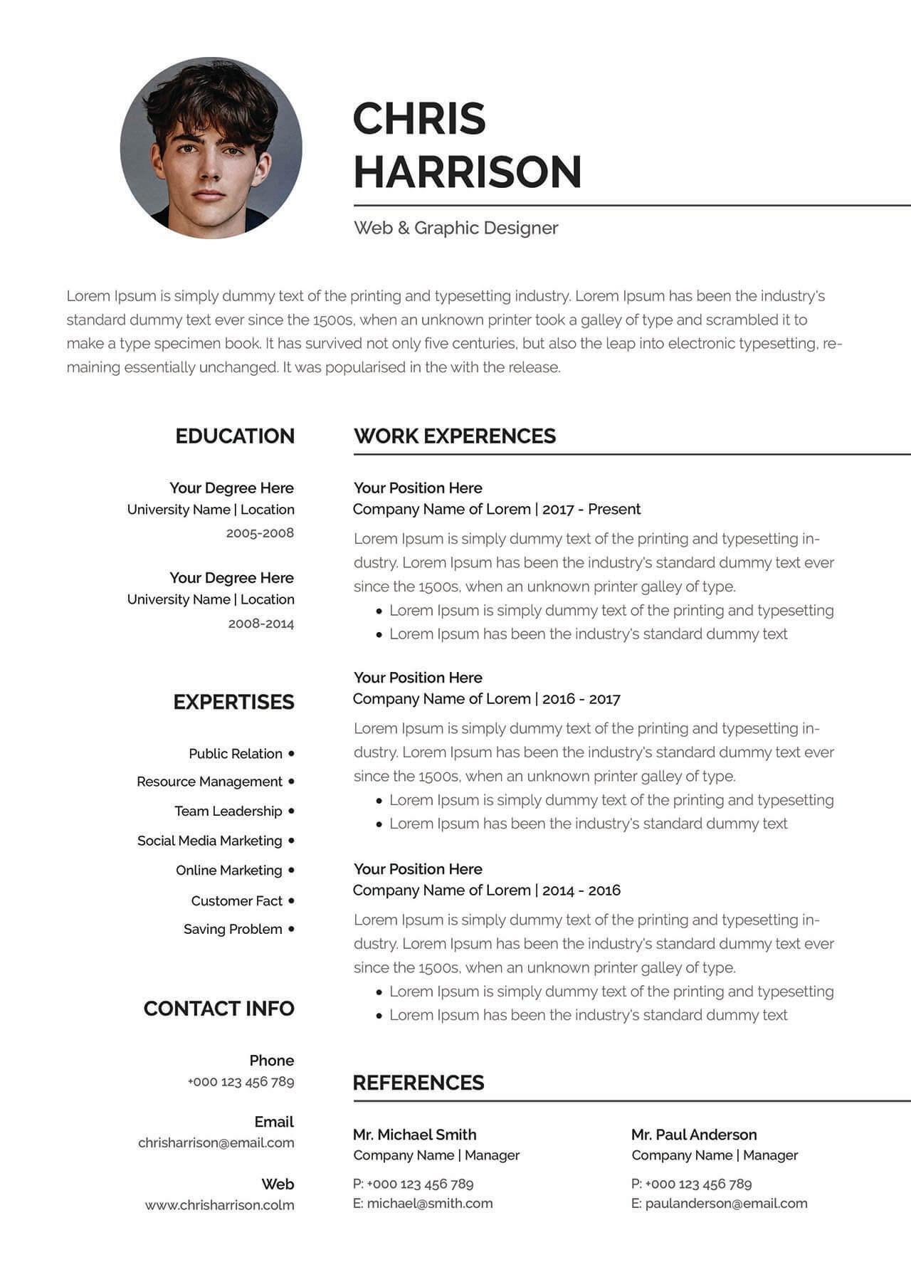 CV4Free - Free Professional Resume Template PSD