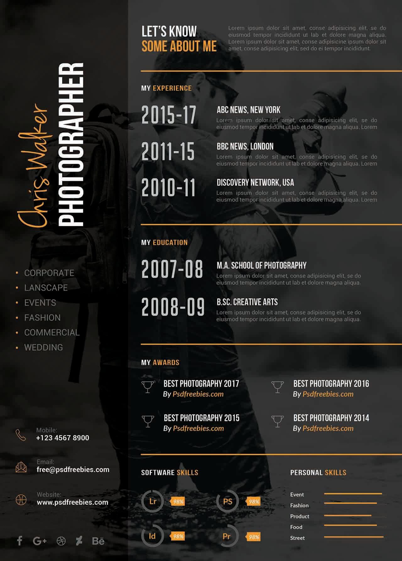 CV4Free - Free Resume Templates for Photographers