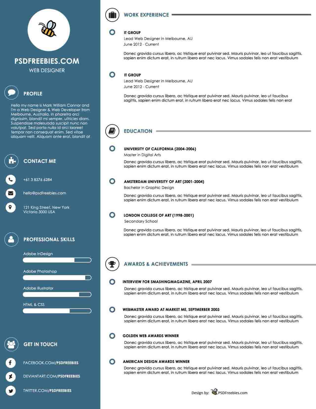 CV4Free - Free Resume Templates for Web Designers