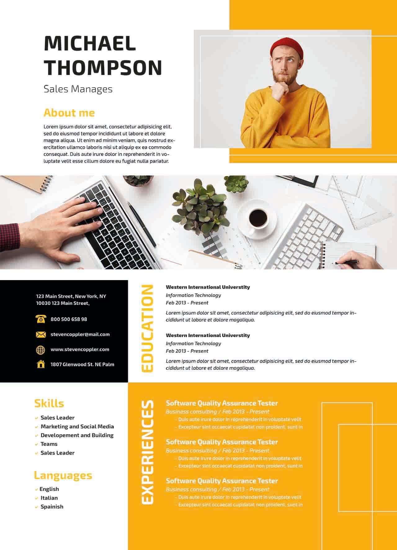 CV4Free - Free Sales Manager Resume Templates