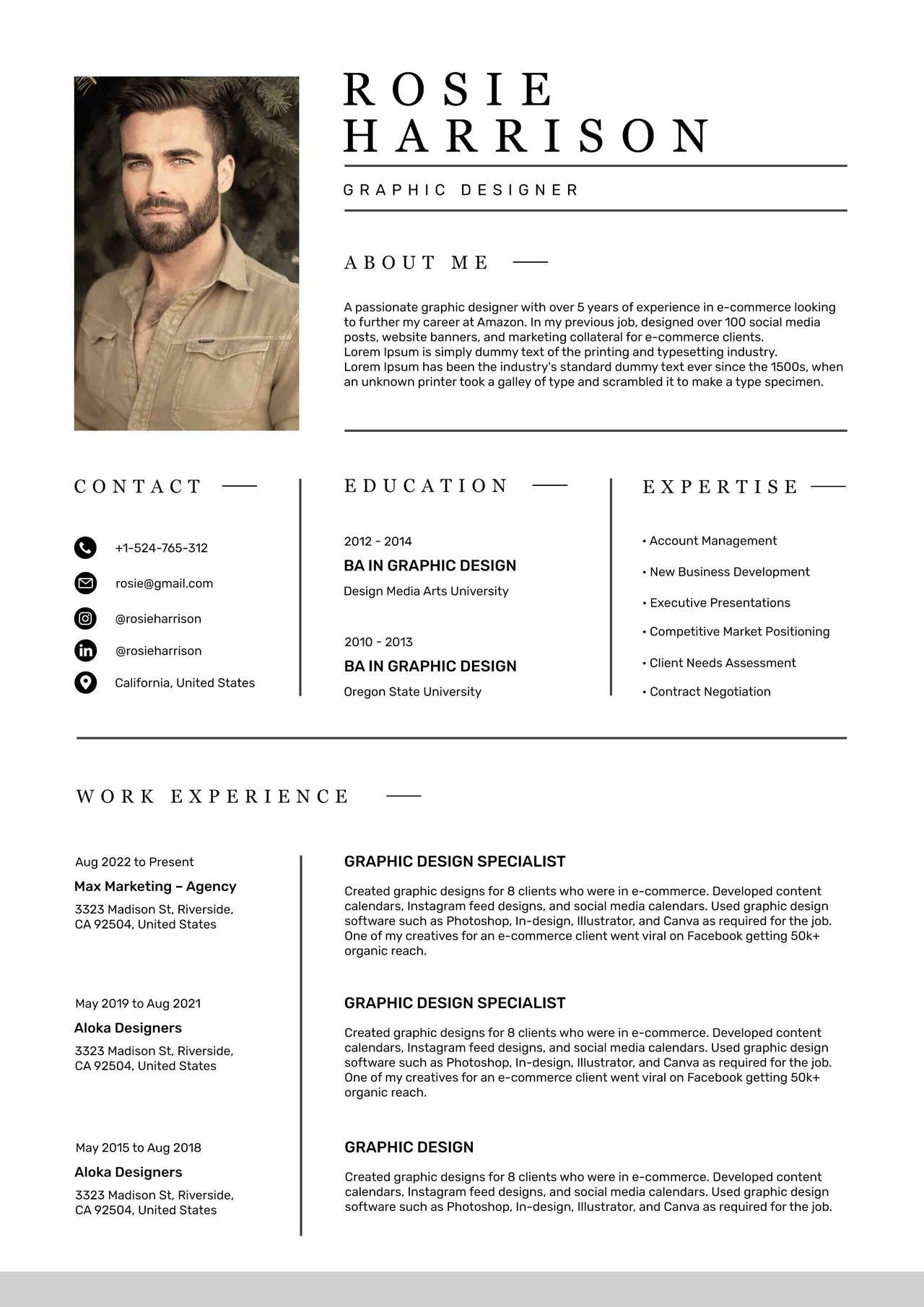 CV4Free - Graphic Design Resume