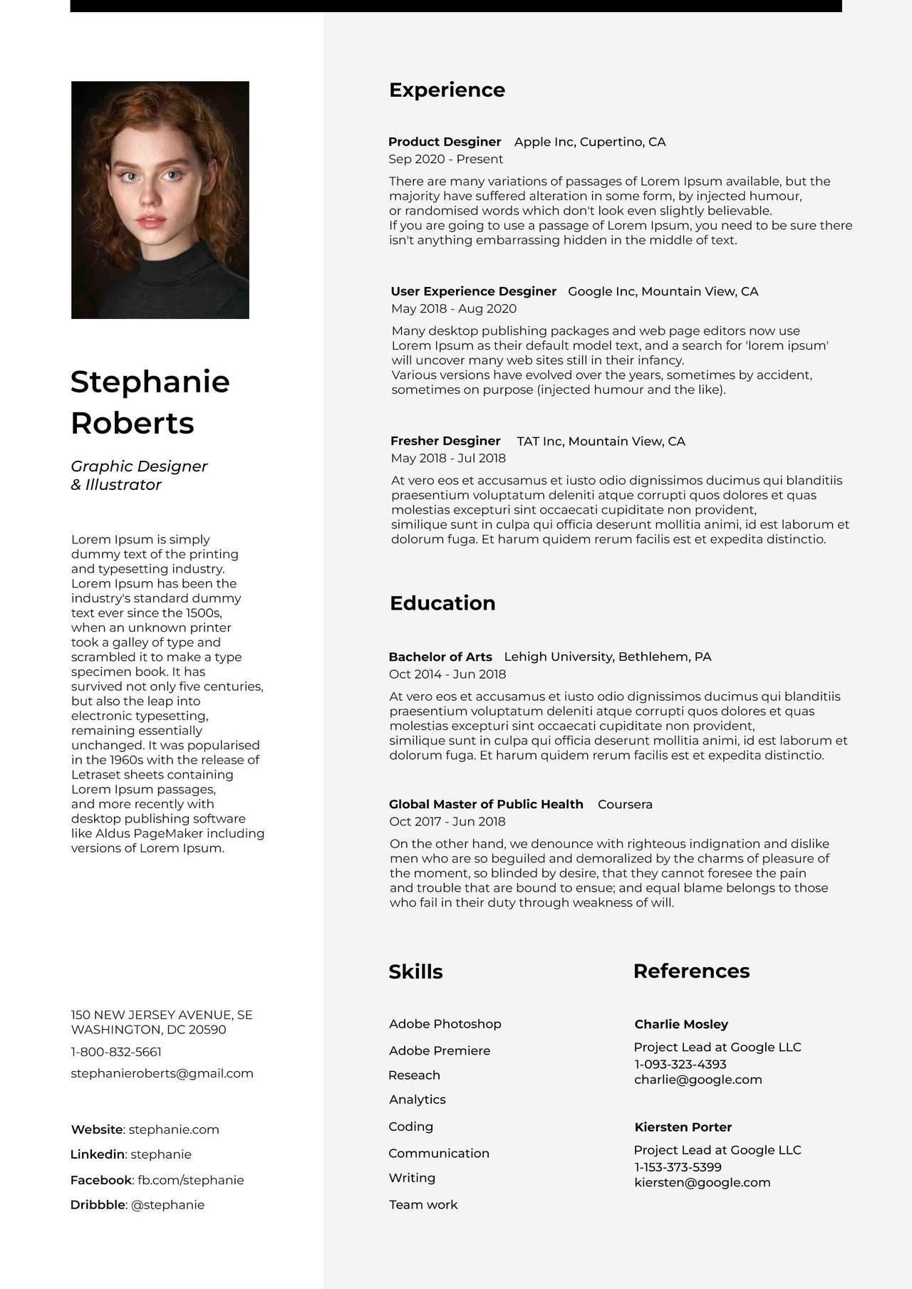 CV4Free - Graphic Designer Illustrator