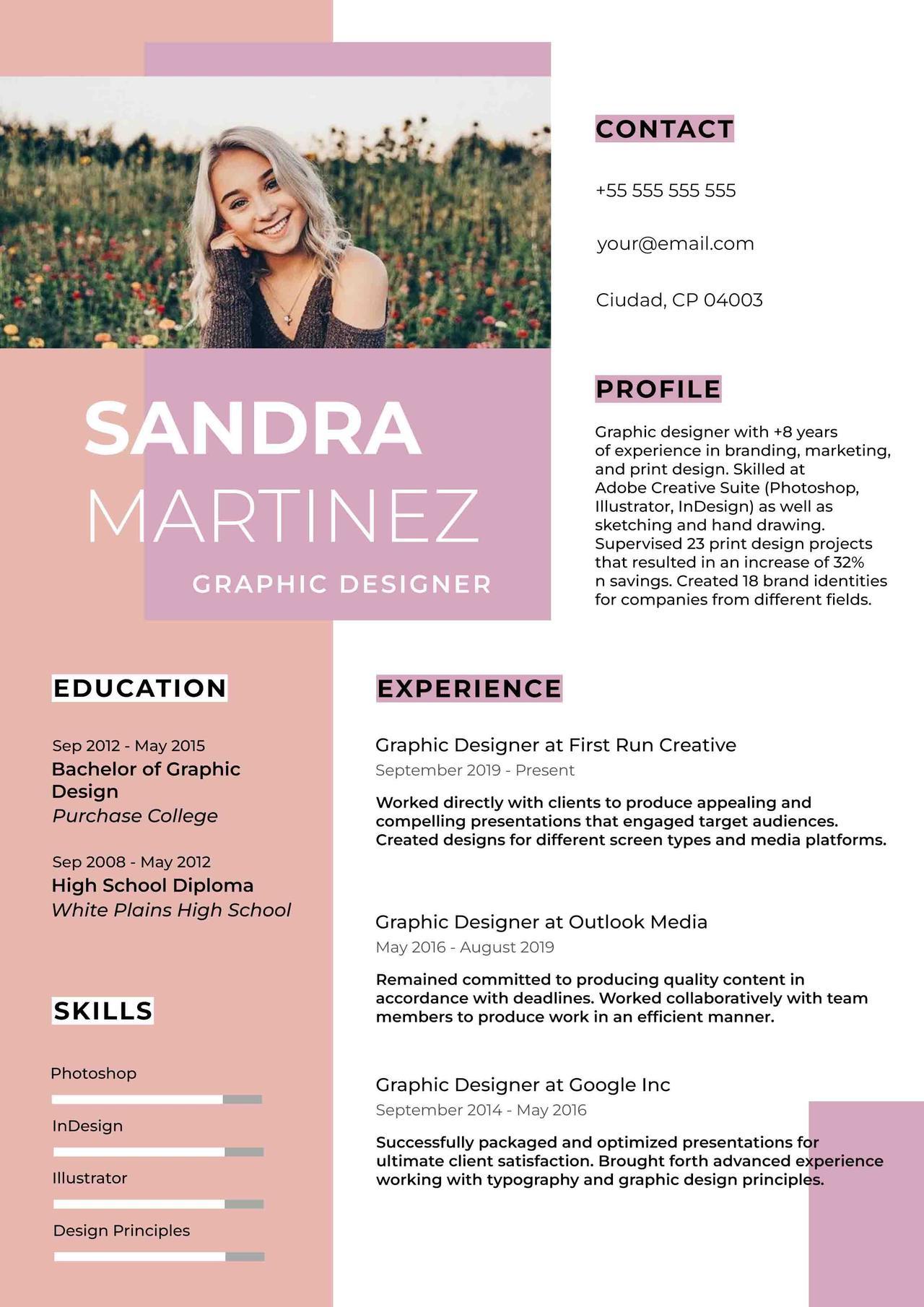 CV4Free - Graphic Designer Resume