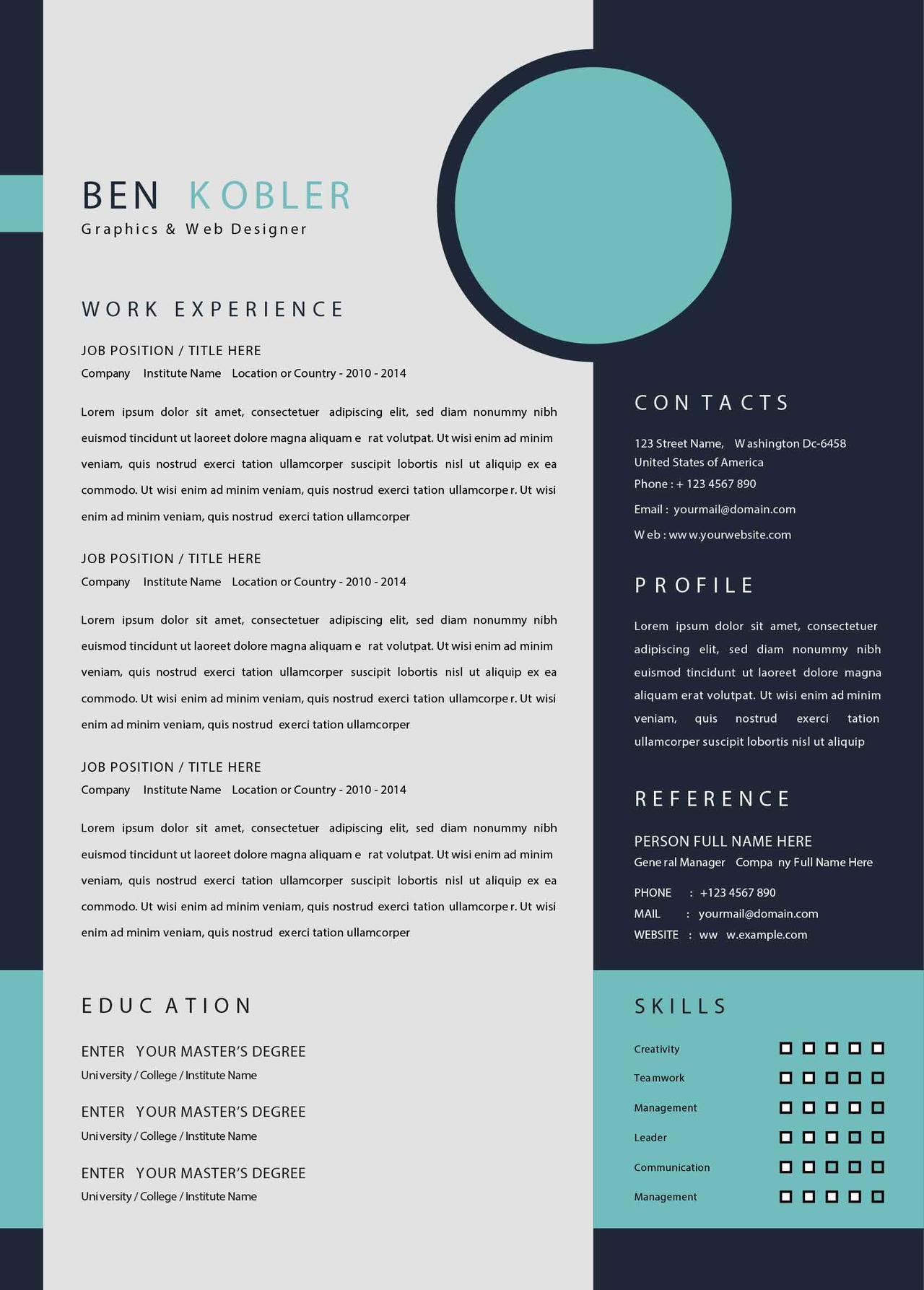 CV4Free - Graphic Designer Resume Sample
