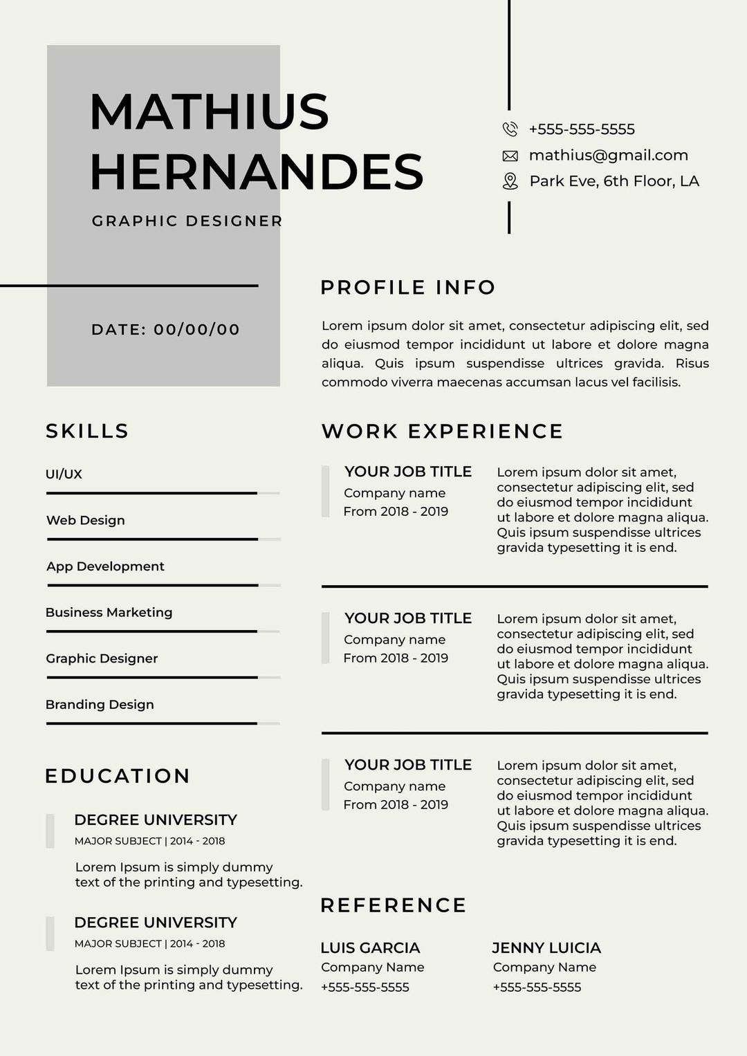 Graphic Designer Resume Template Free Download