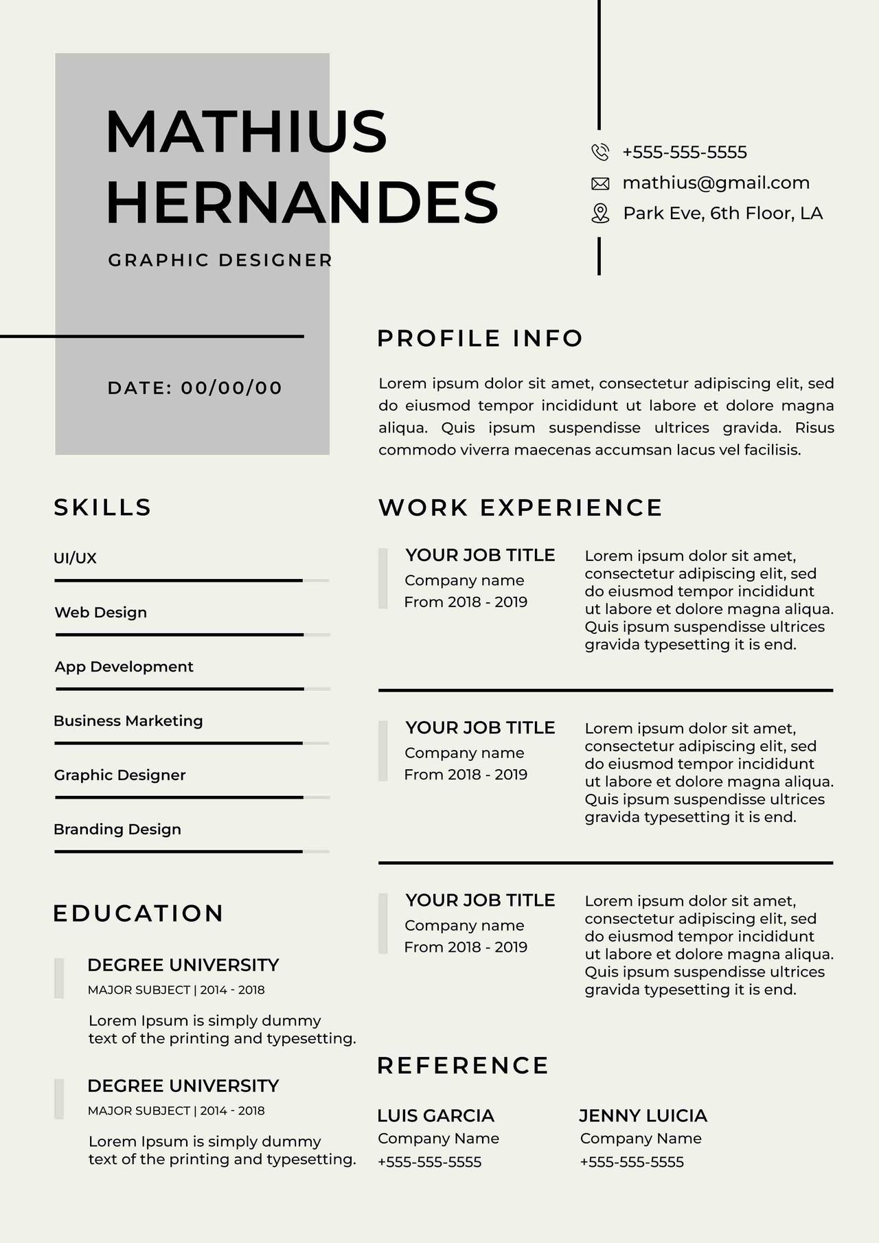 CV4Free - Graphic Designer Resume Template Free Download