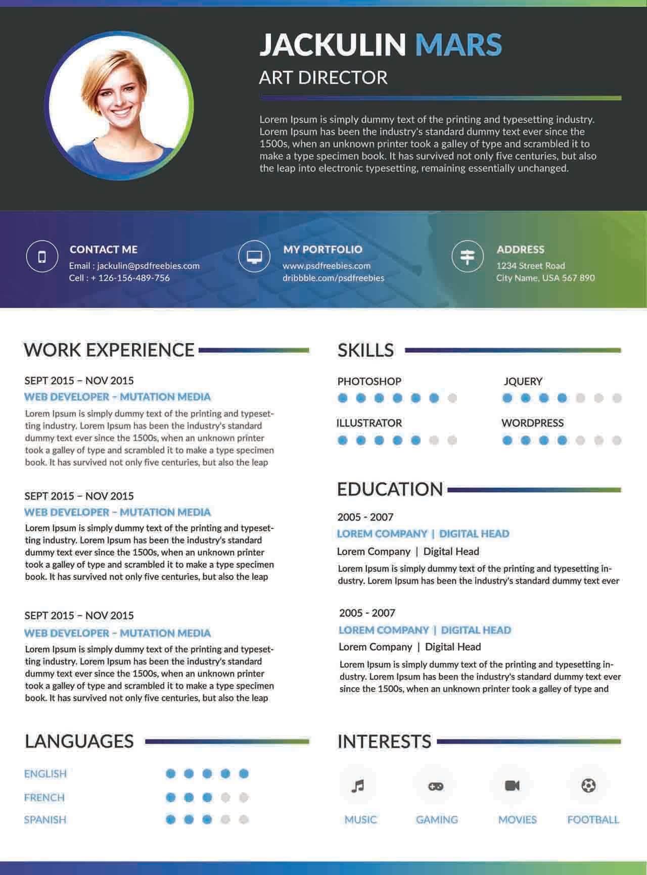 CV4Free - Impactful Art Director Resume