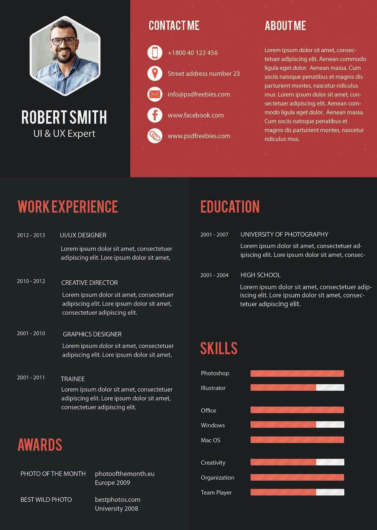 CV4Free - Impressive UI/UX Expert Resume