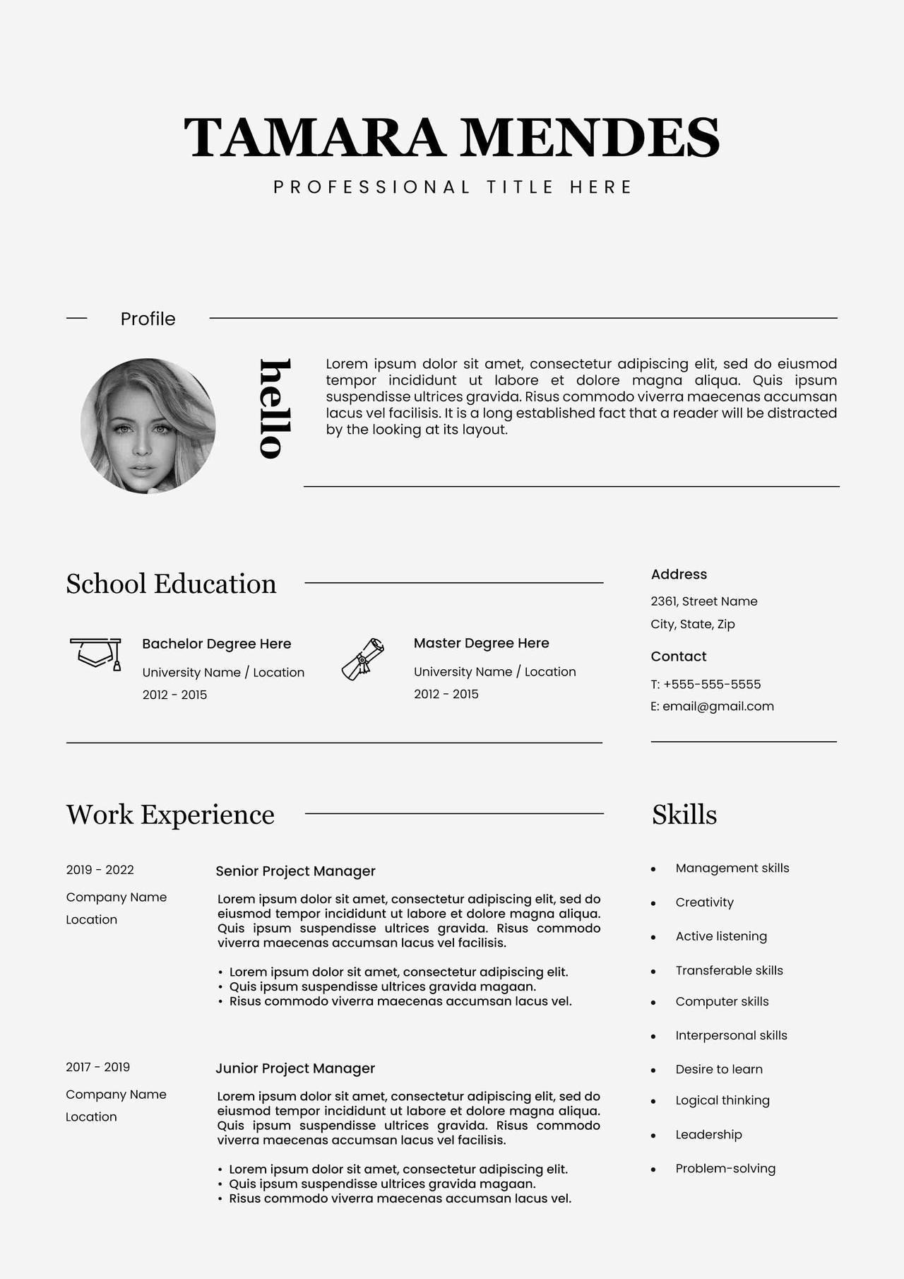 CV4Free - Minimal Resume Template Free