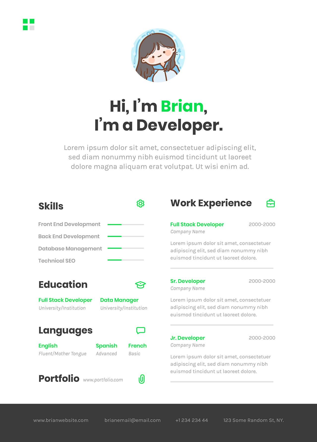 CV4Free - Minimalist CV Template