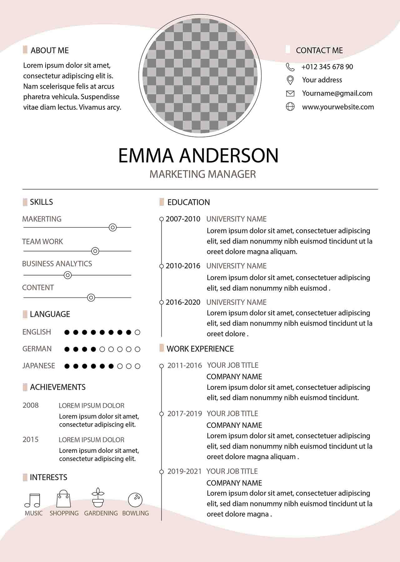 CV4Free - Minimalist CV Template