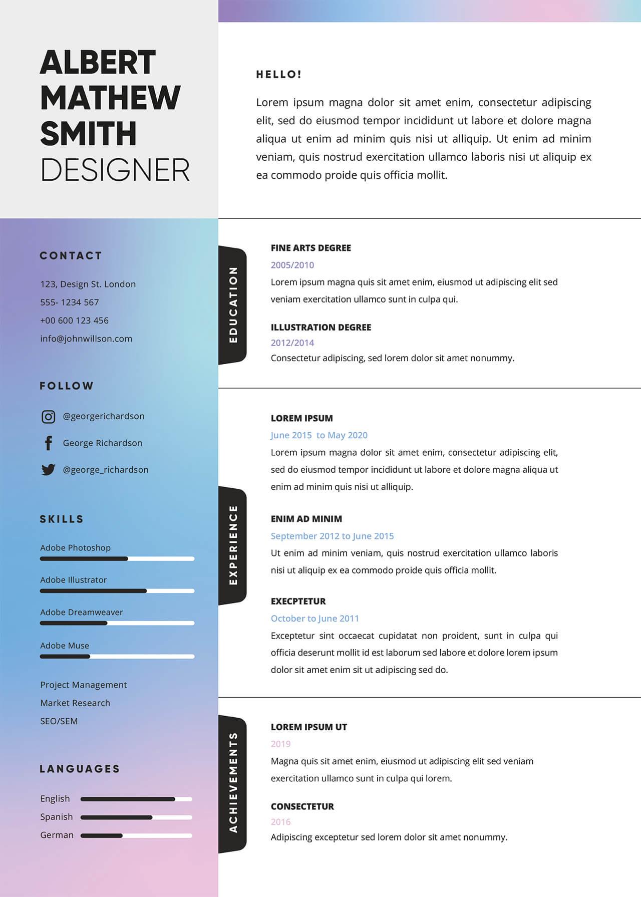 CV4Free - Minimalist CV Template