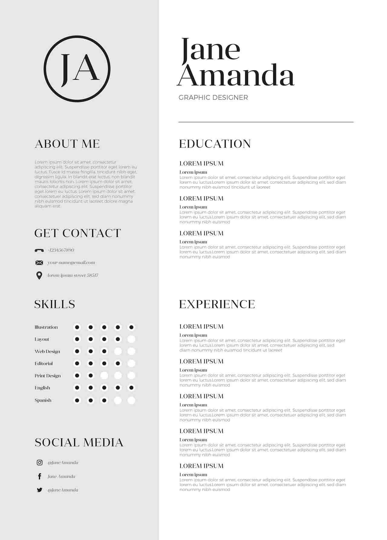 CV4Free - Minimalist CV Template Design