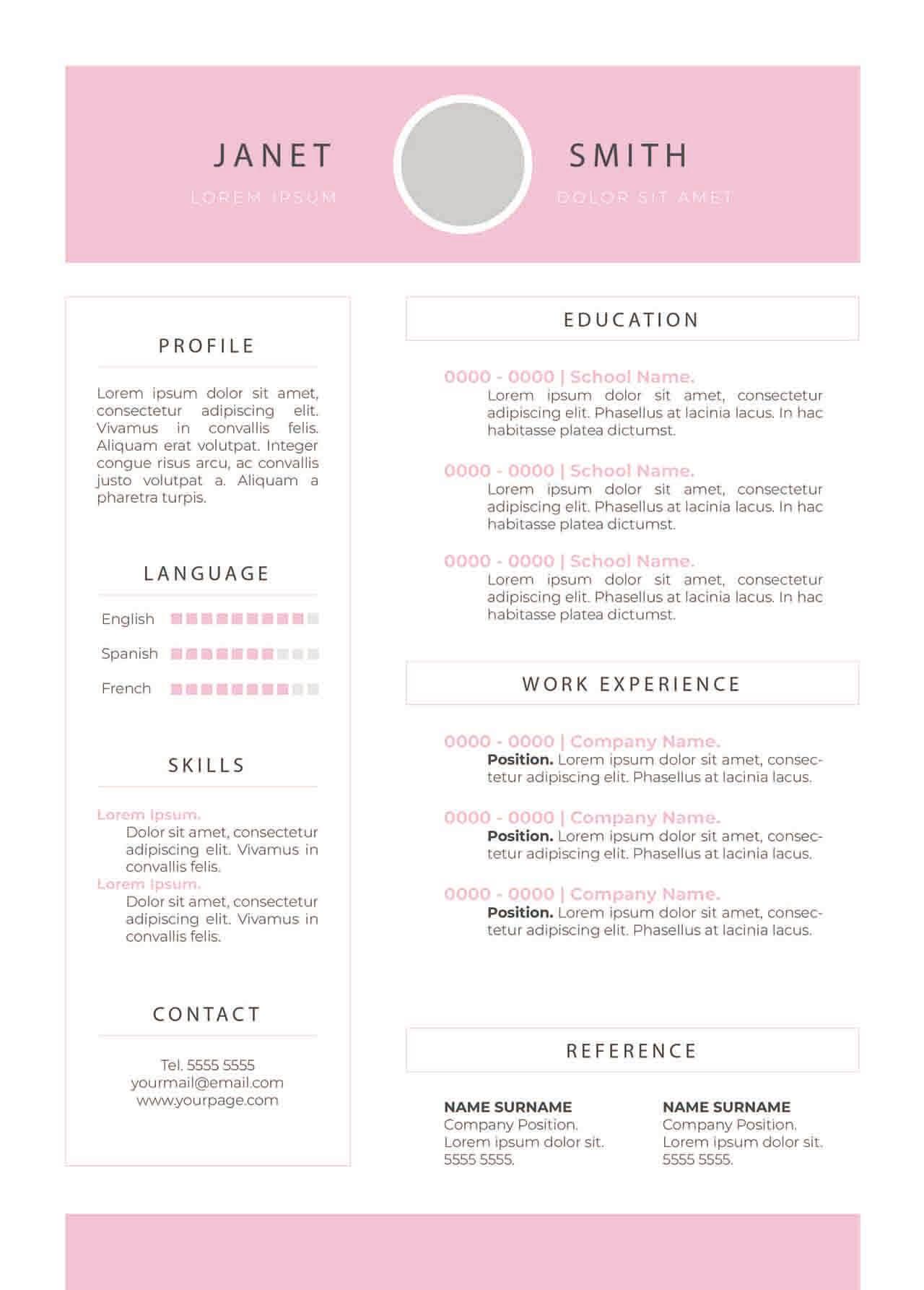 CV4Free - Minimalist CV Template Free Download EPS