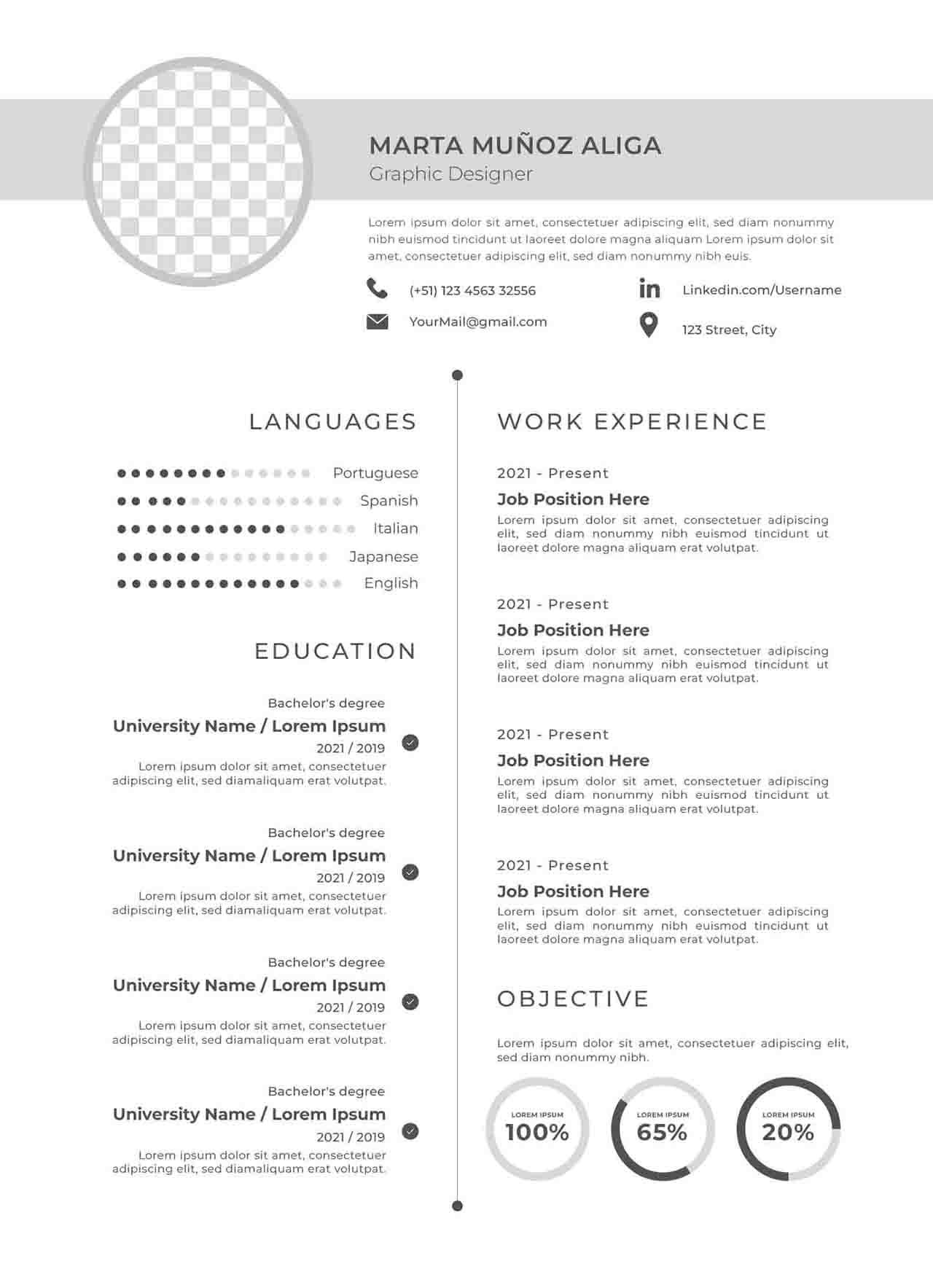CV4Free - Minimalist Resume Template for Graphic Designer