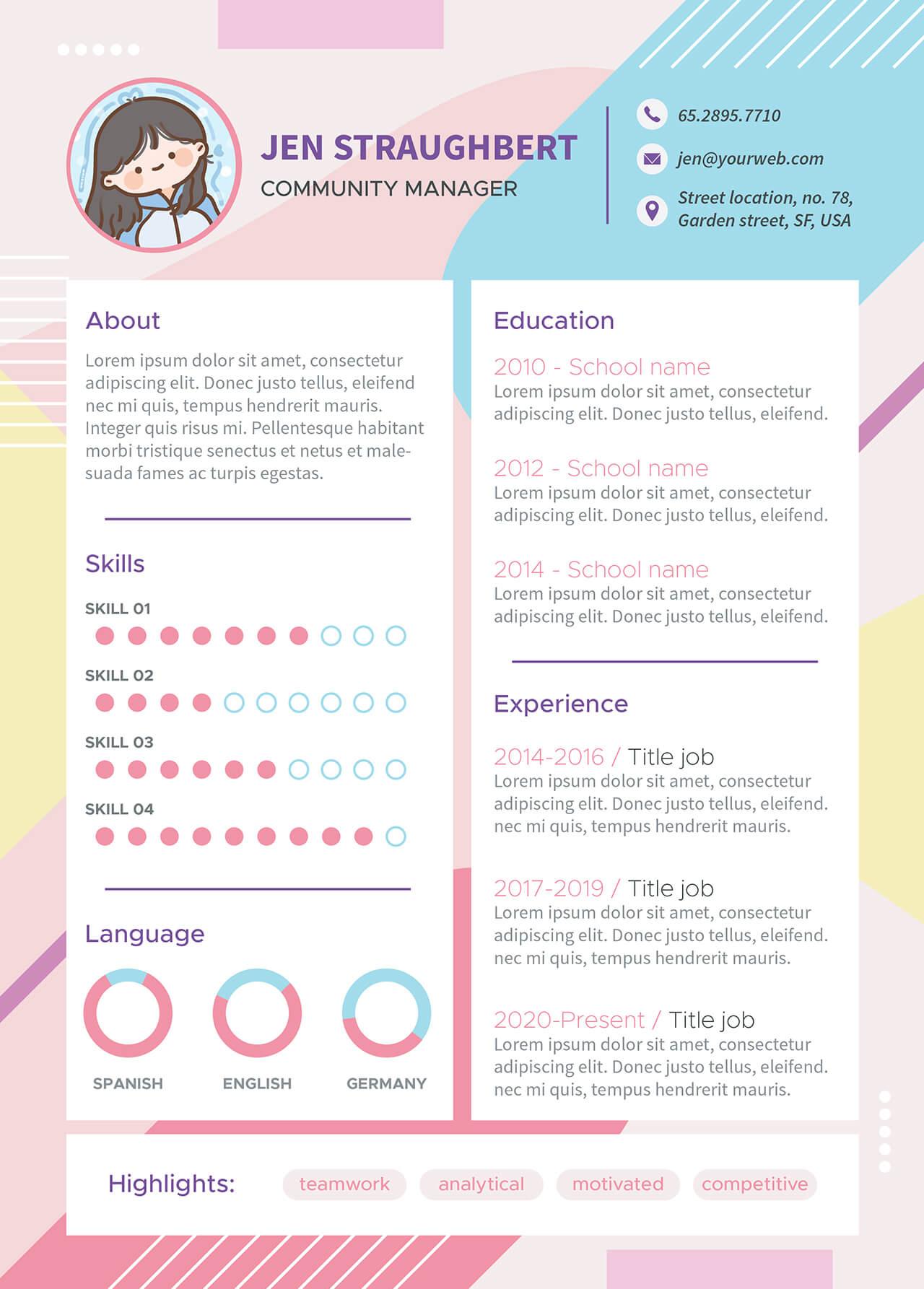CV4Free - Modern CV Template and Minimalist Elements