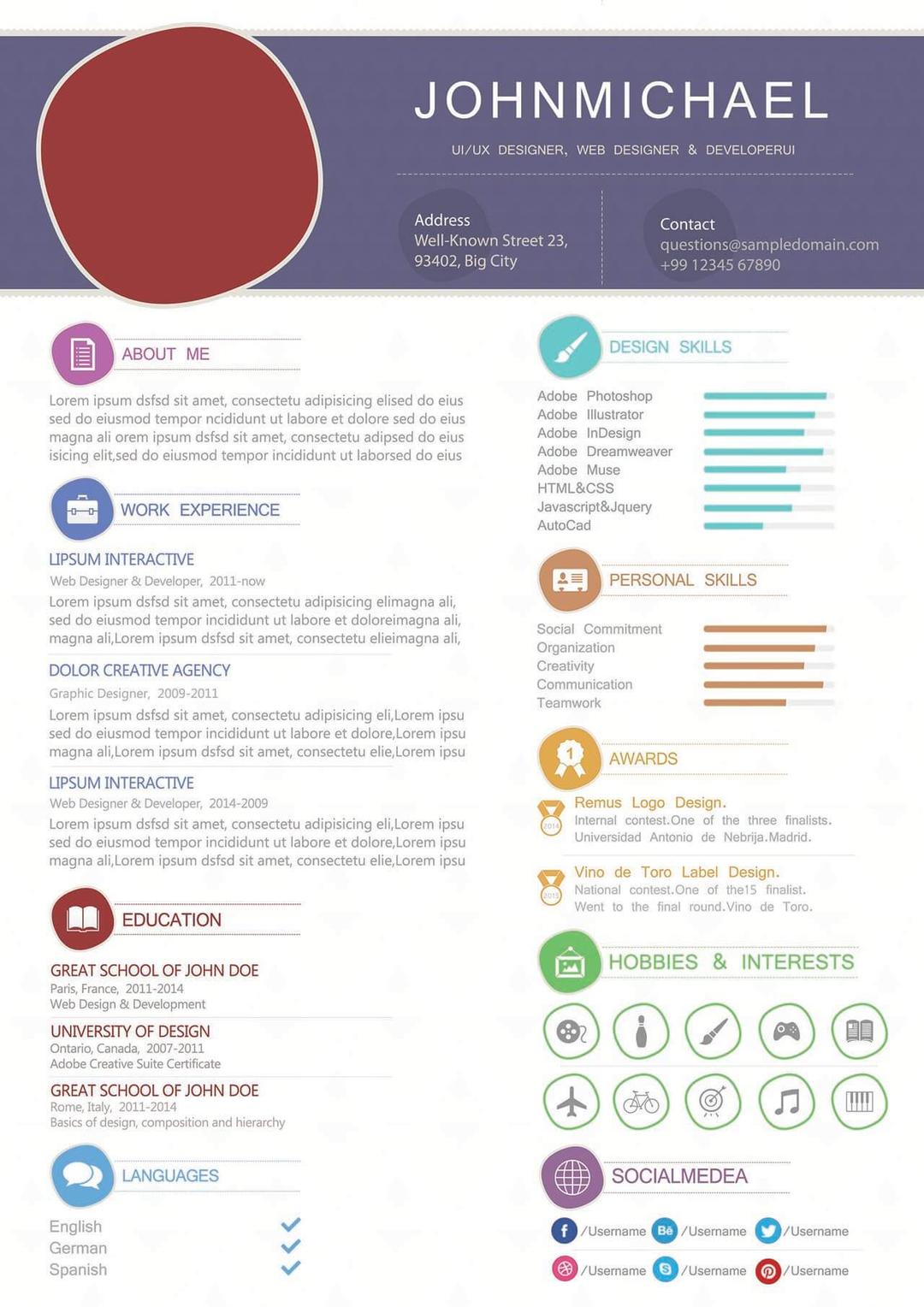 Modern Free Resume Template PSD