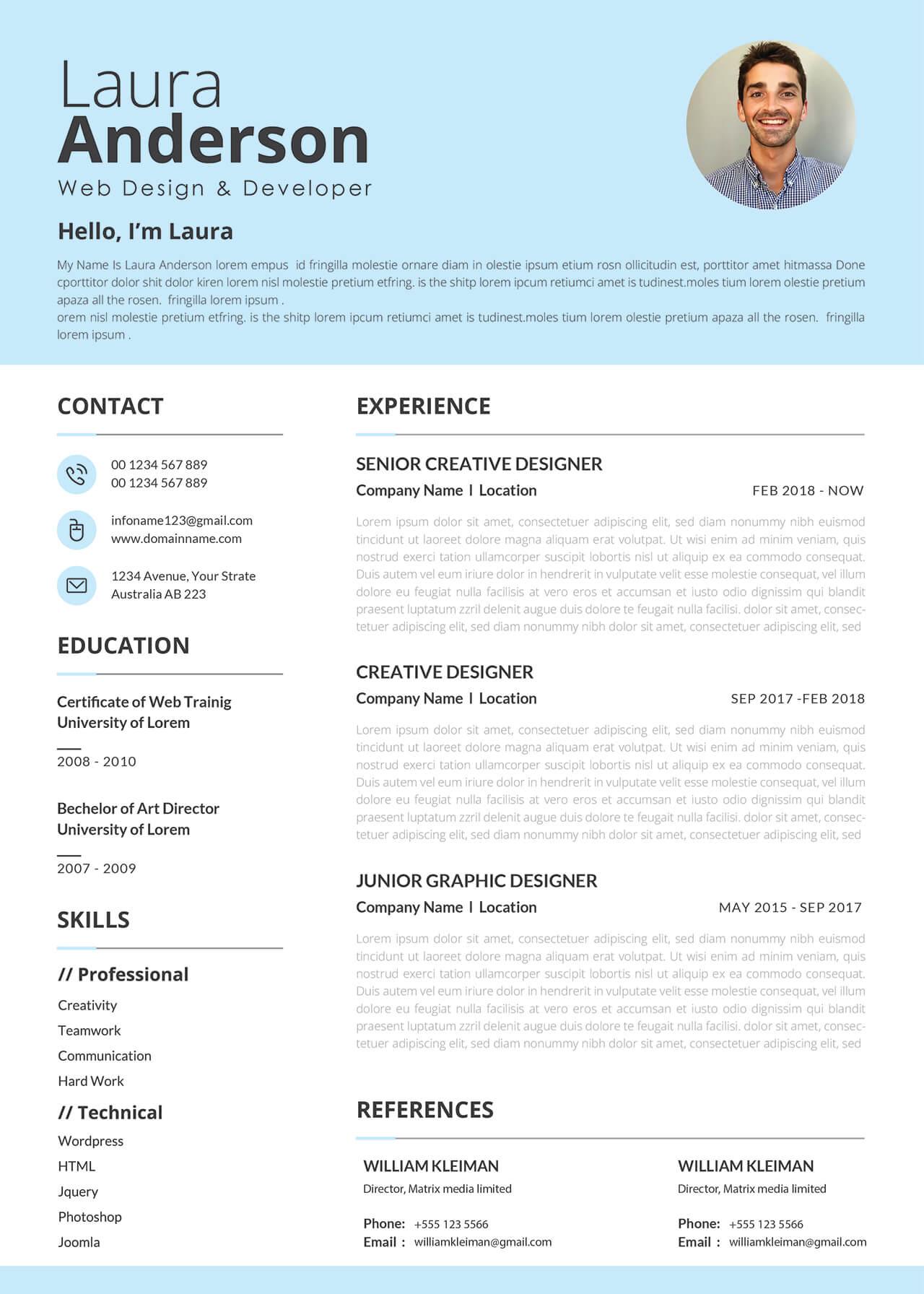 CV4Free - Modern Simple Template For Curriculum