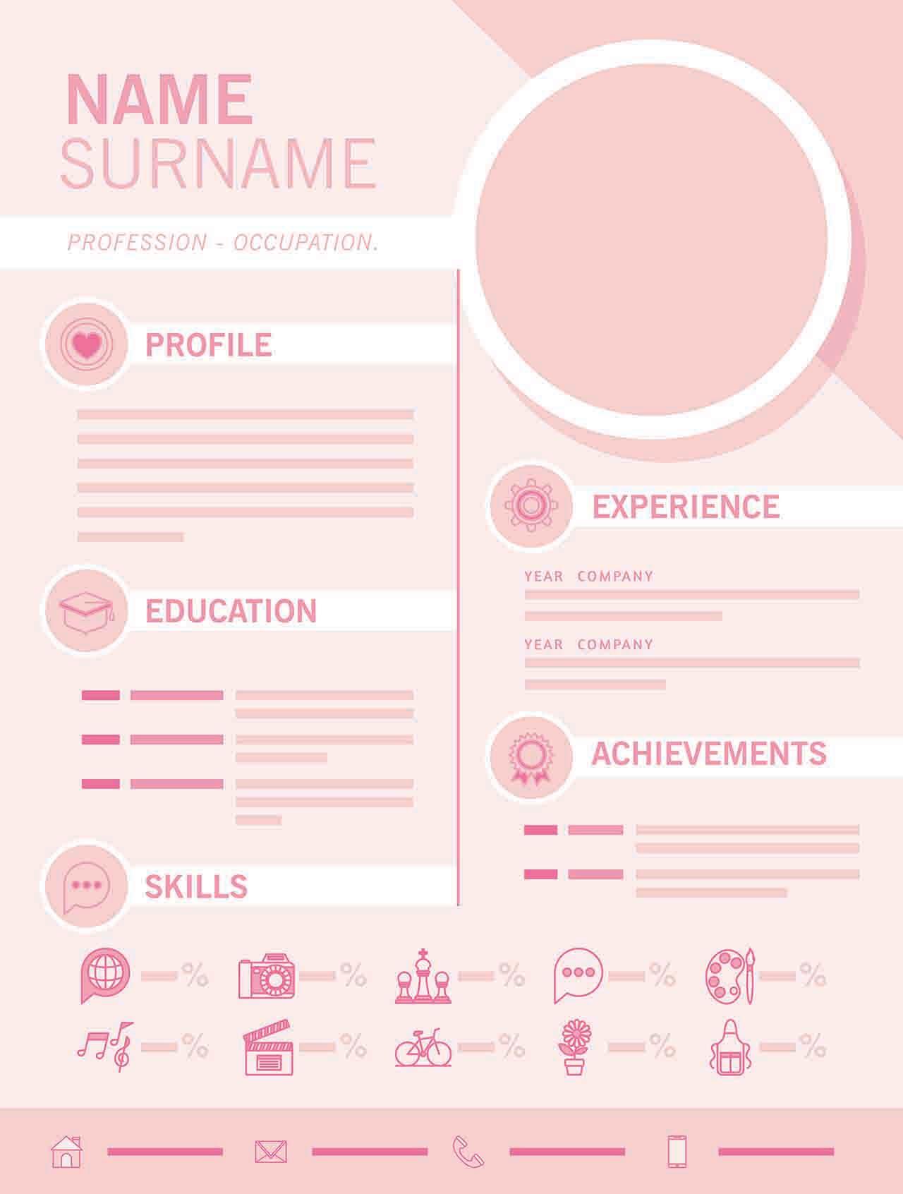 CV4Free - Pink Professional Curriculum Free Vector