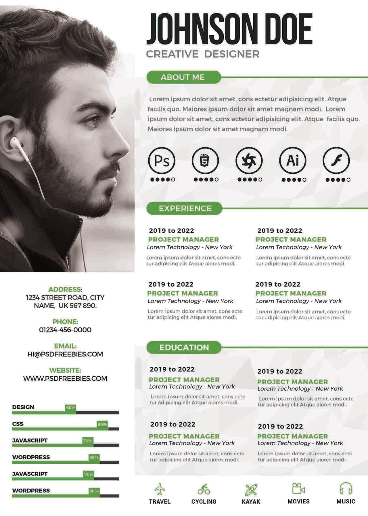 CV4Free - PSD Creative Resume Design Templates
