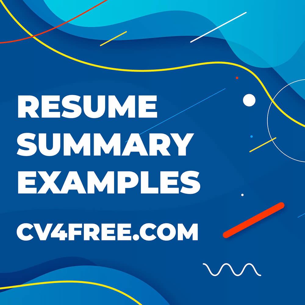 CV4Free - Resume Summary Examples