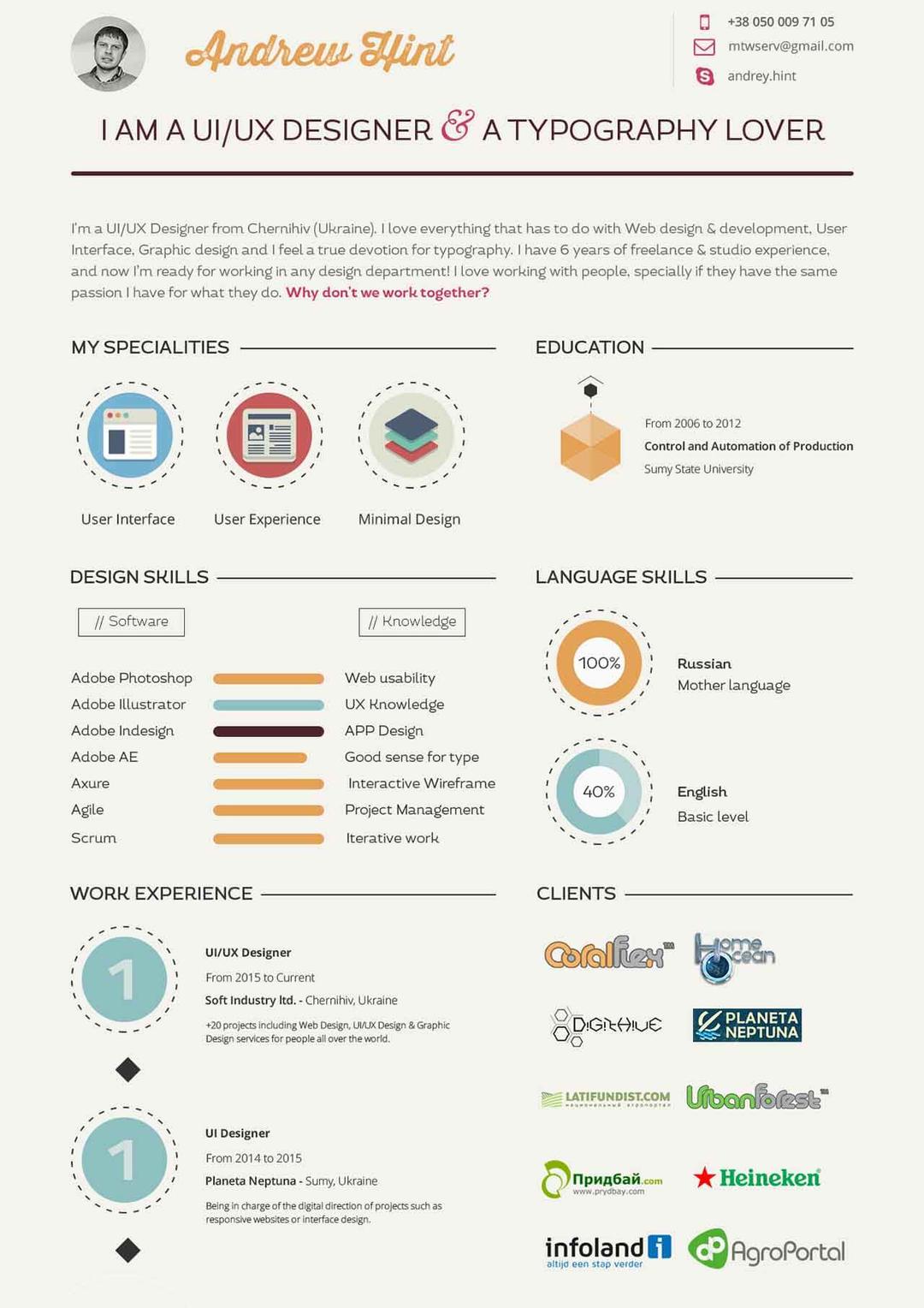 Resume Template with Icons Free PSD