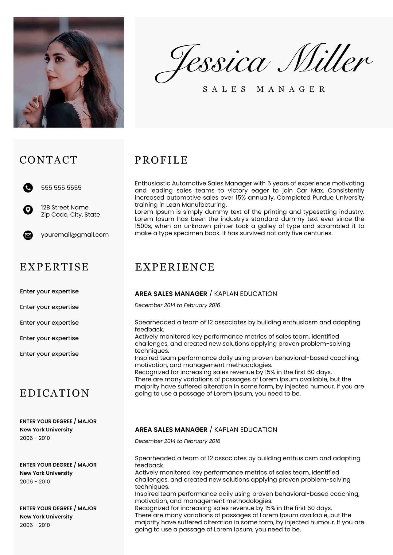 CV4Free - Sales Manager Resume Examples