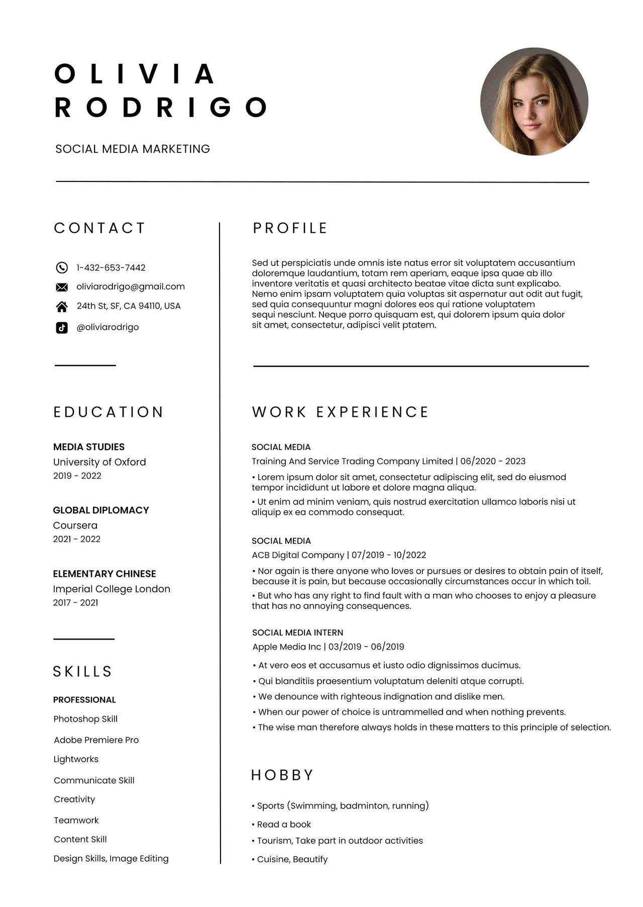 CV4Free - Social Media Marketing