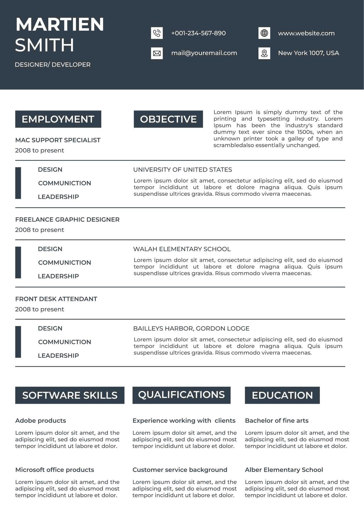 CV4Free - Software Developer Resume Examples and Templates