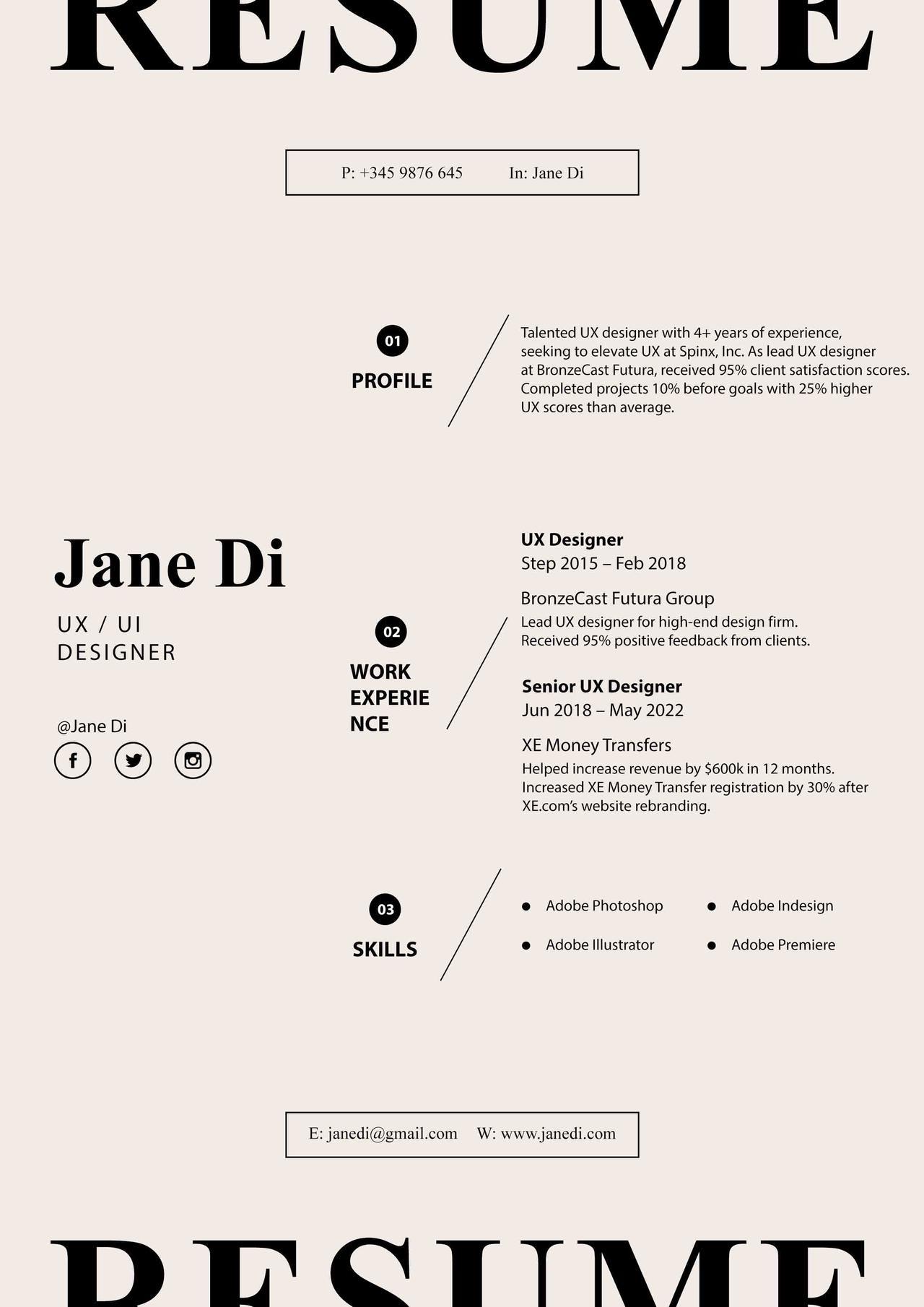 CV4Free - UX Designer Resume