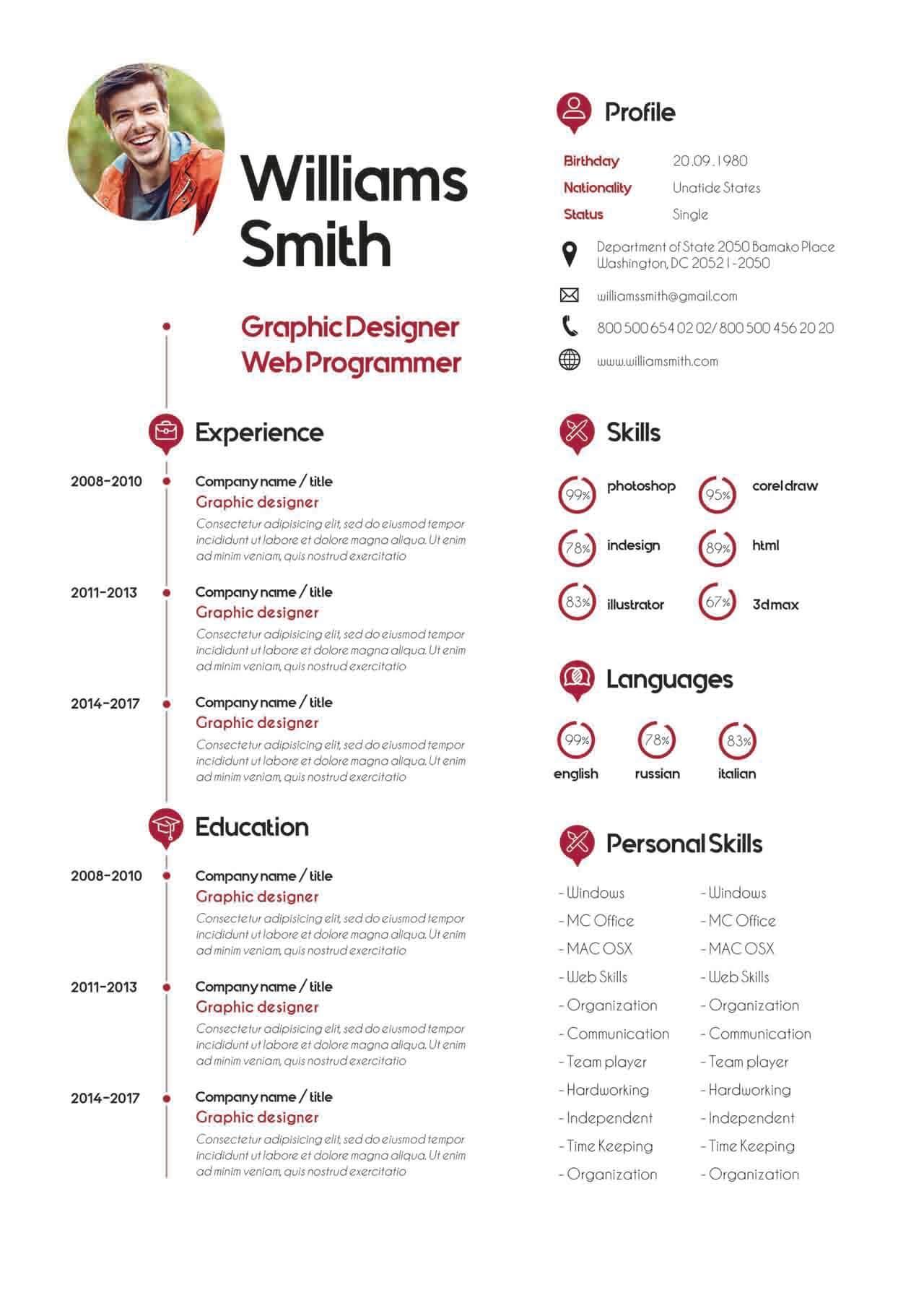 CV4Free - Web Developer Resume Template Free Download
