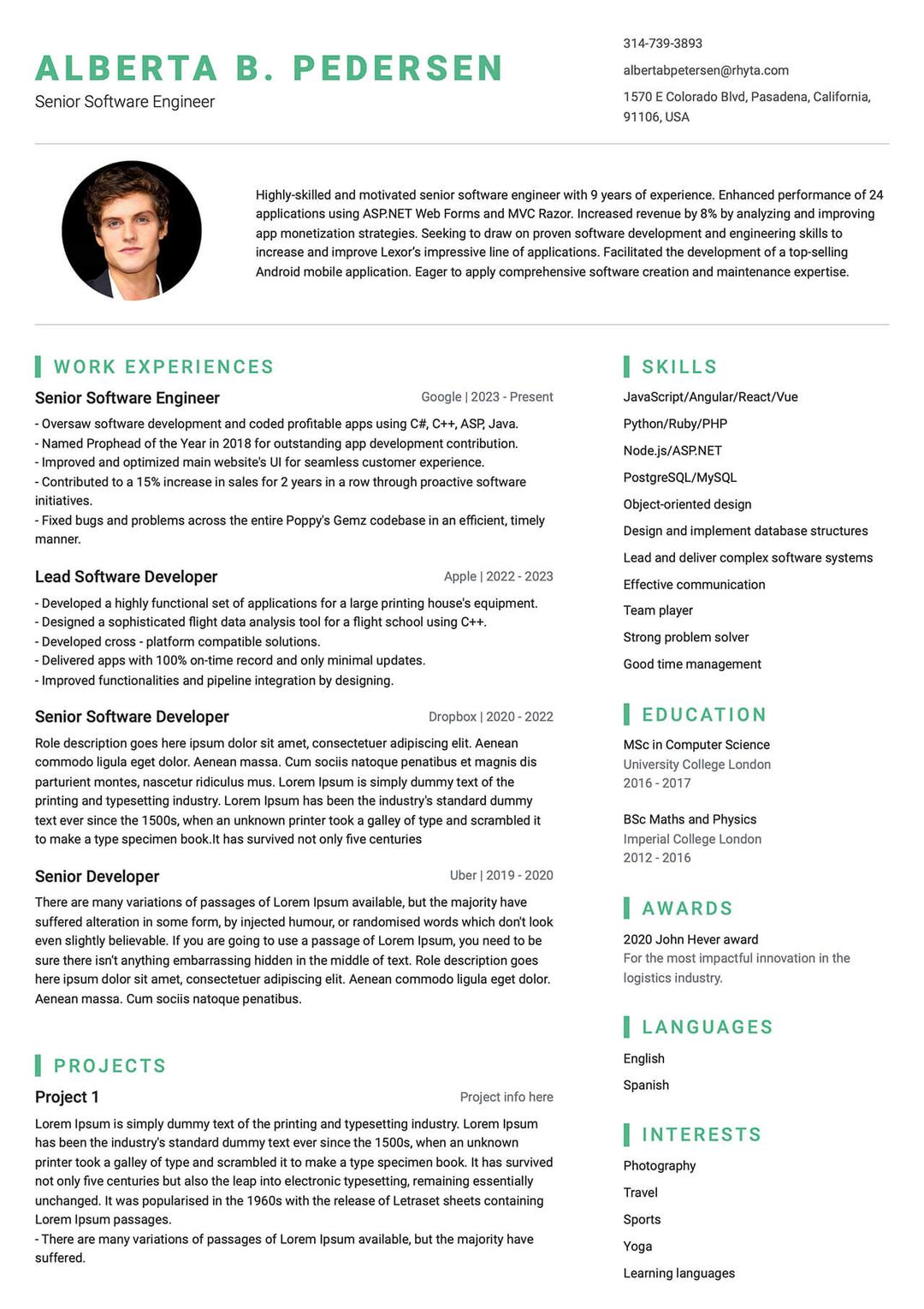 Resume Builder - The Best Free Resume Builders - Template1